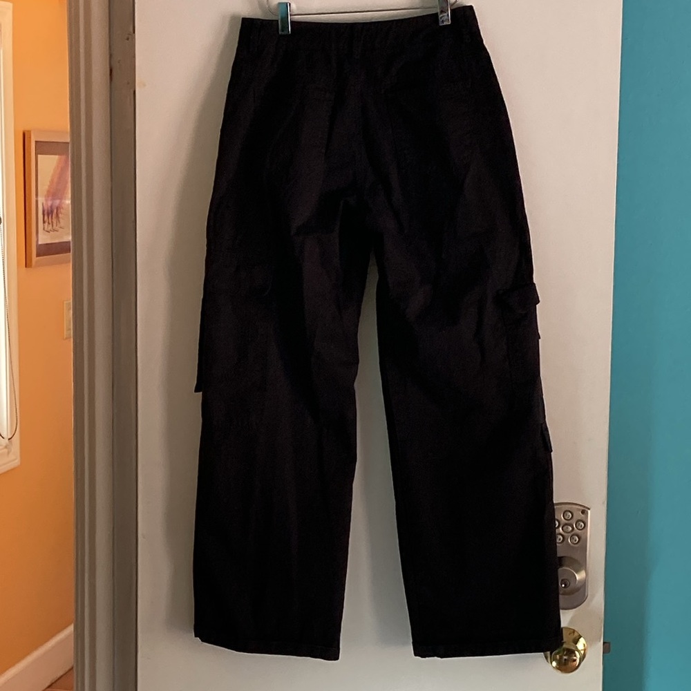 By DYLN Size S Black Cotton Wide Leg Cargo Style Womens Casual Pants